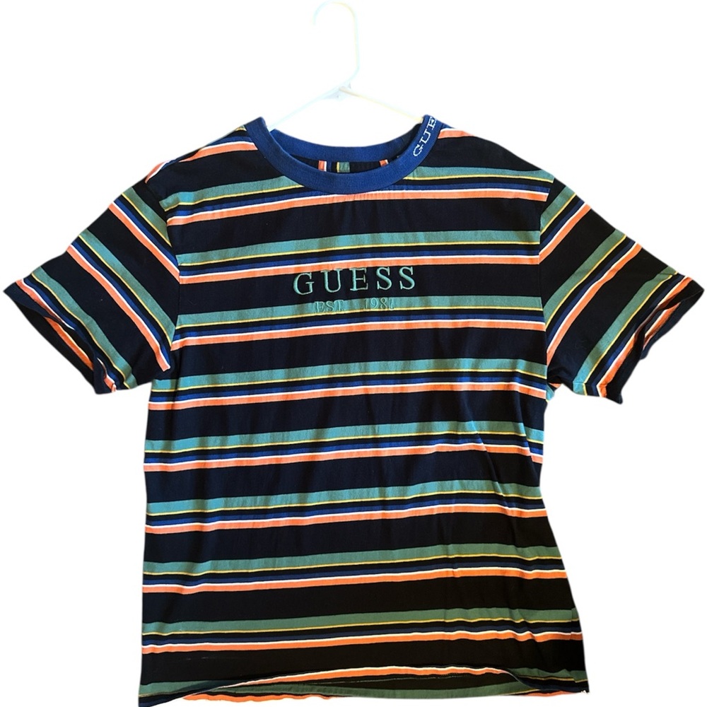 Guess Multicolor Striped Tee, Size: Medium